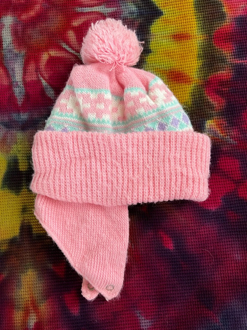 🩷 Vintage 90s Knit Pom Pom Beanie Winter Hat